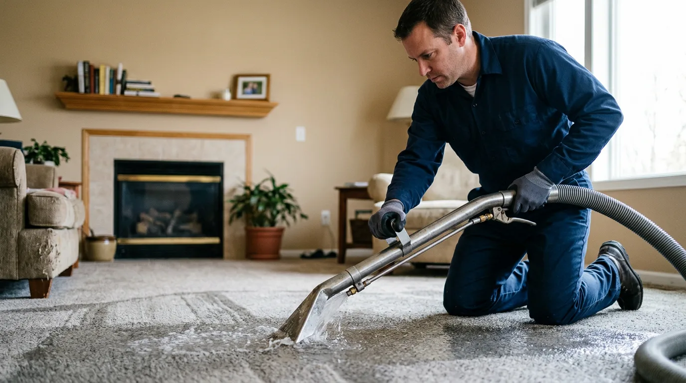 Water damage restoration technician working near Grandville, MI